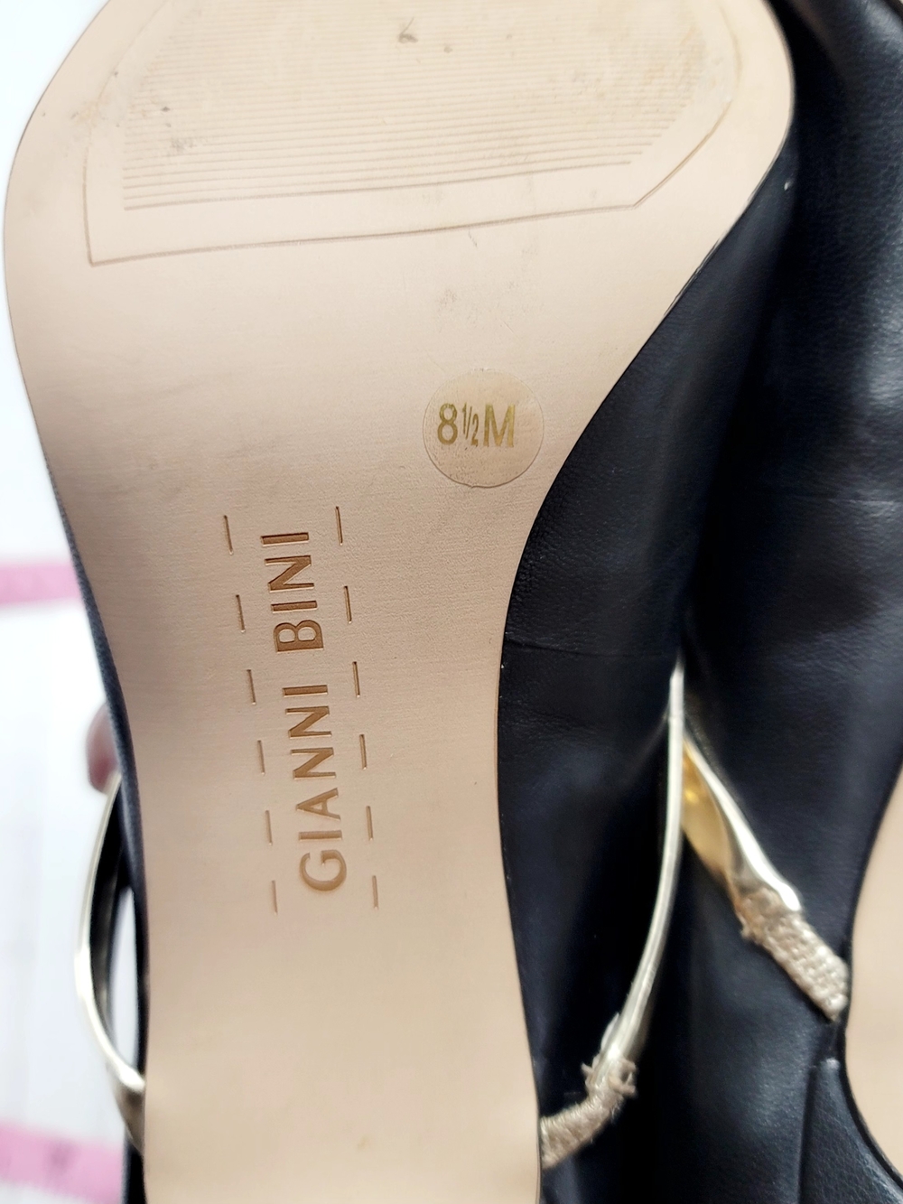 Gianni Bini Black Pumps with Gold Hoop Strap - Picture 7 of 9